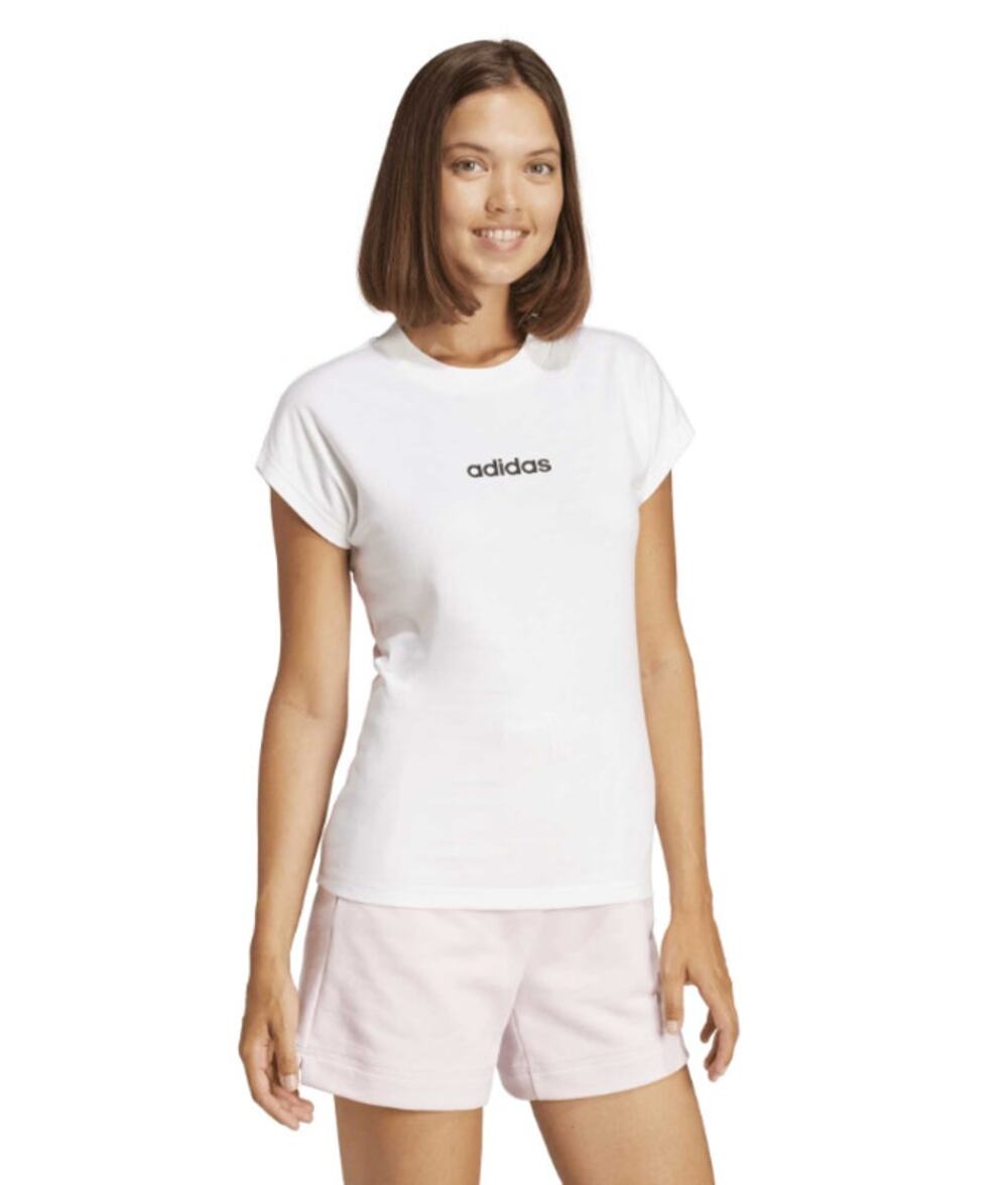 ADIDAS Women's Essentials Linear Single Tee Medium White Short Sleeve Logo NWT